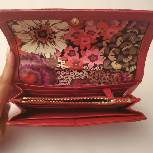 Vera Bradley Audrey Quilted Women's Wallet Pebbled Leather, Tango Red - Picture 6 of 9